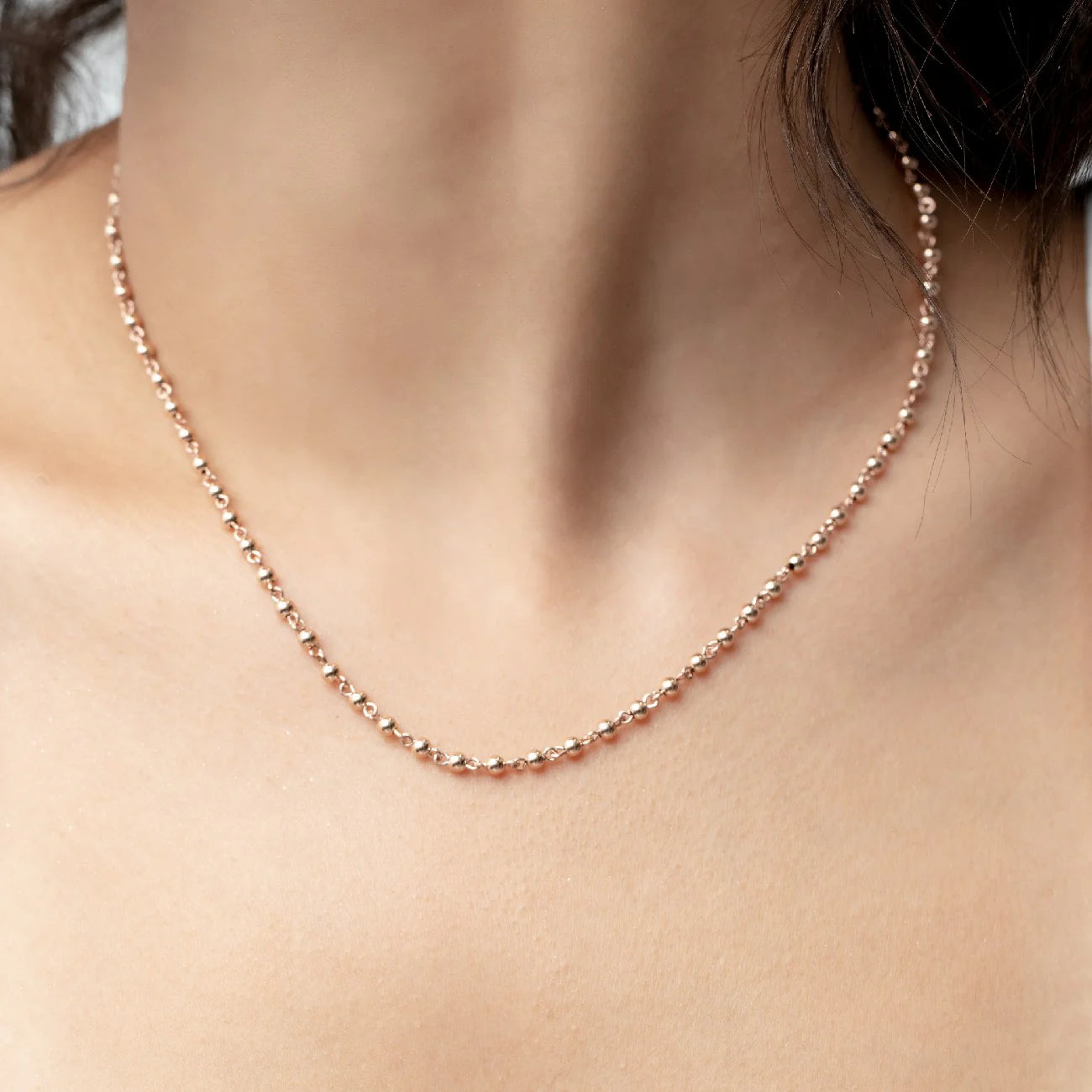 CA05 - Cadena en Filigrana con Balines Lisos 3mm Rosados