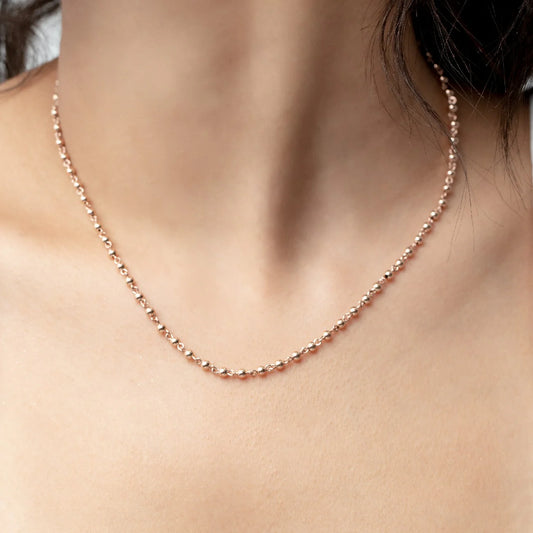 CA05 - Cadena en Filigrana con Balines Lisos 3mm Rosados