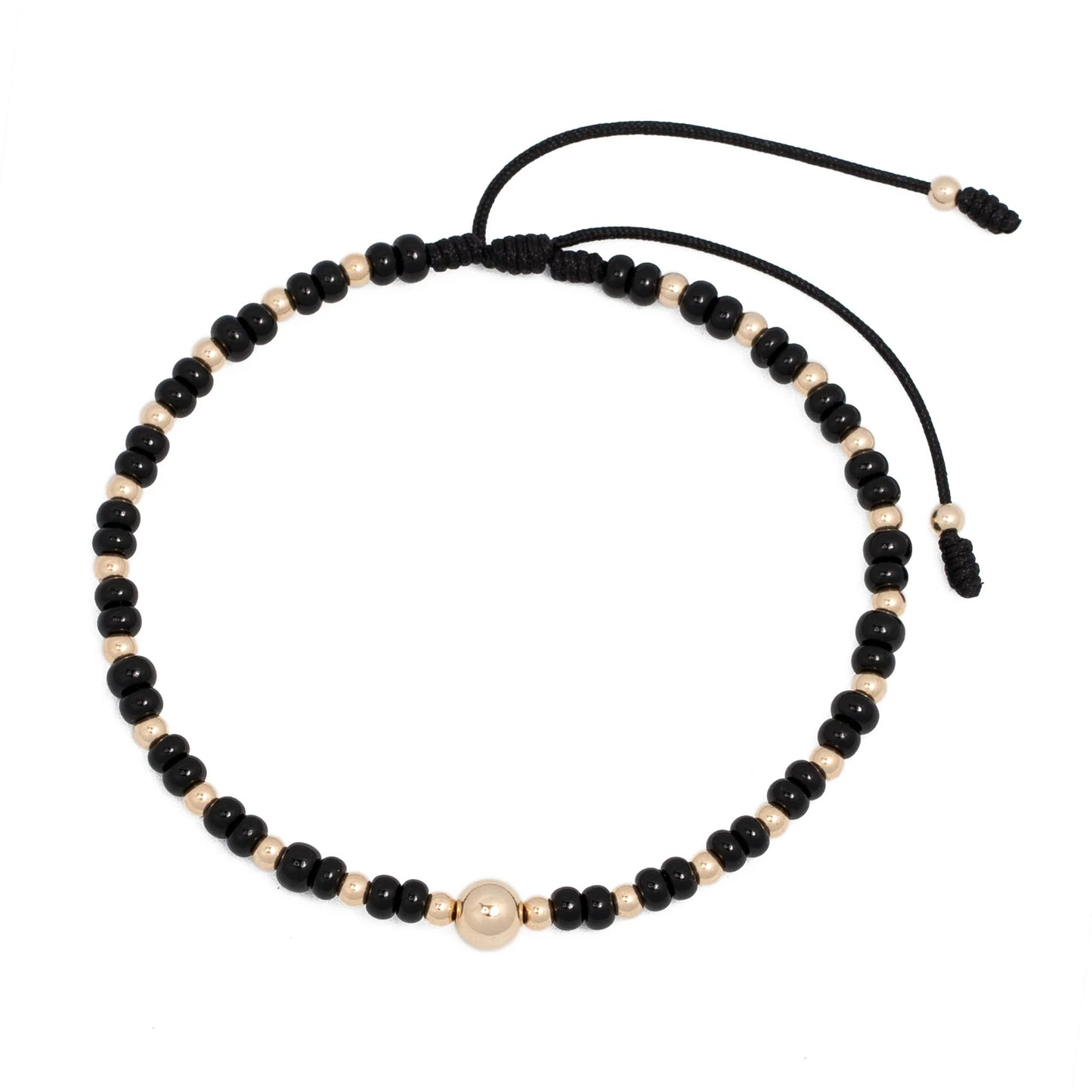 T01 - Tobillera Tejida con Balines y Mostacilla