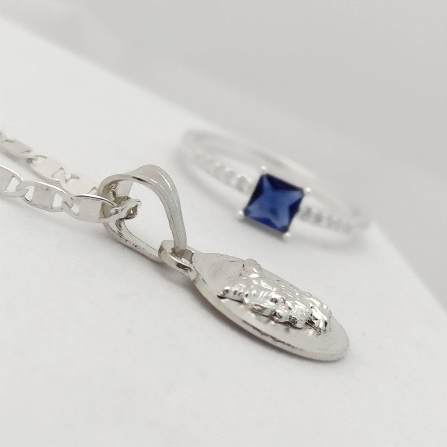 Conjunto cadena, dije San Miguel y Anillo Azul Light