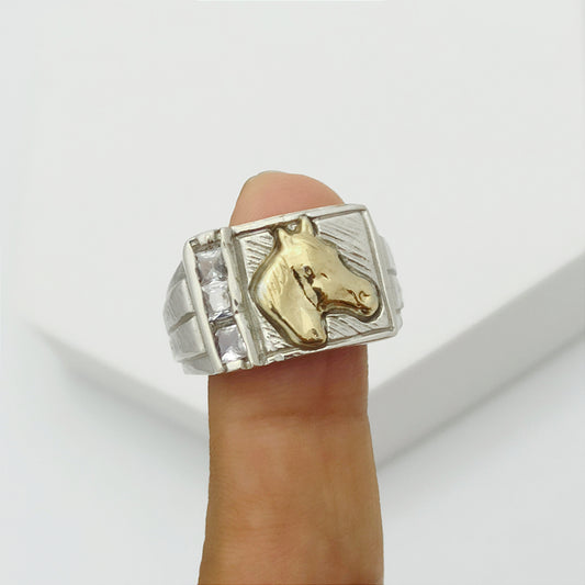 Anillo Caballo Cuadrado cn circones