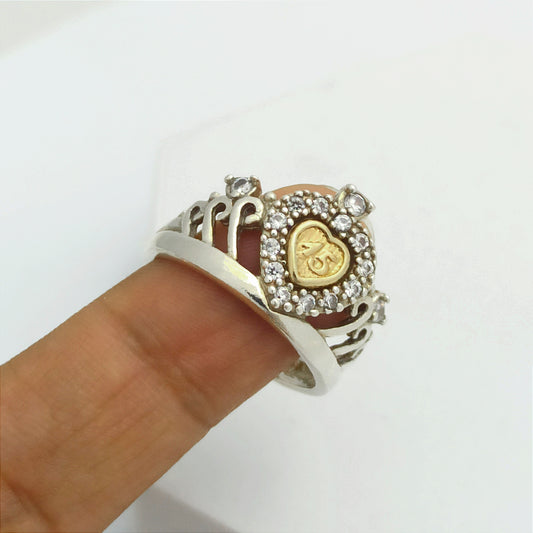 Anillo Corona y Corazon en Circones