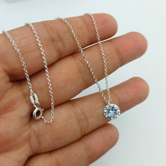 Conjunto Cadena Aros y Dije Circon Redondo