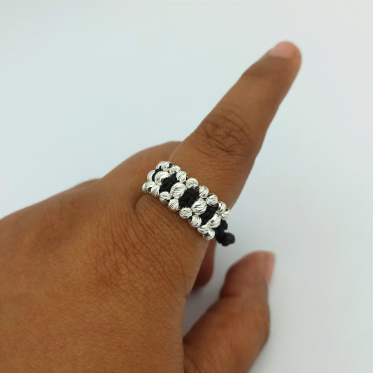 ATP03 - Anillo Tejido Jardin con Balines Diamantados