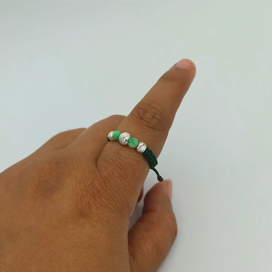 ATP11 - Anillo Tejido con Esmeraldas y Balines Italianos