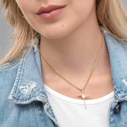 23052C - Dije Cruz Circonia 4 Cms Cristal