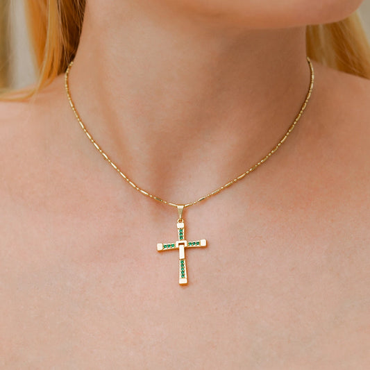 23171V - Dije Cruz Toretto 3.1 Cms Verde