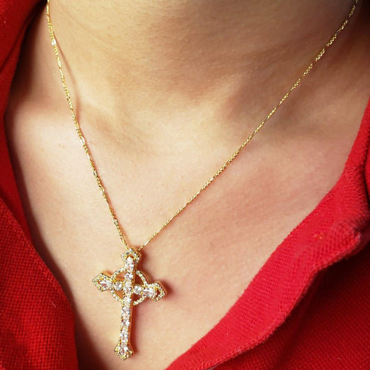 24448C - Dije Cruz Circonias 4.3 Cms CRISTAL