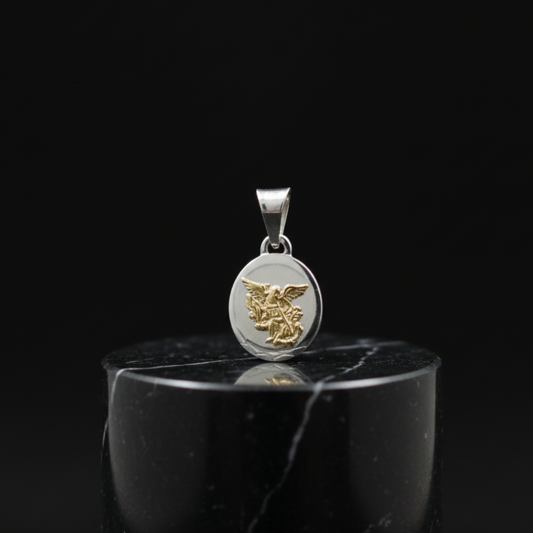 JPO23210 - Dije San Miguel Arcangel 3D Plata y Oro