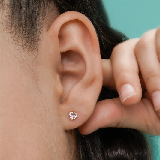 33023RS - Topitos Circonia Corazón ROSA