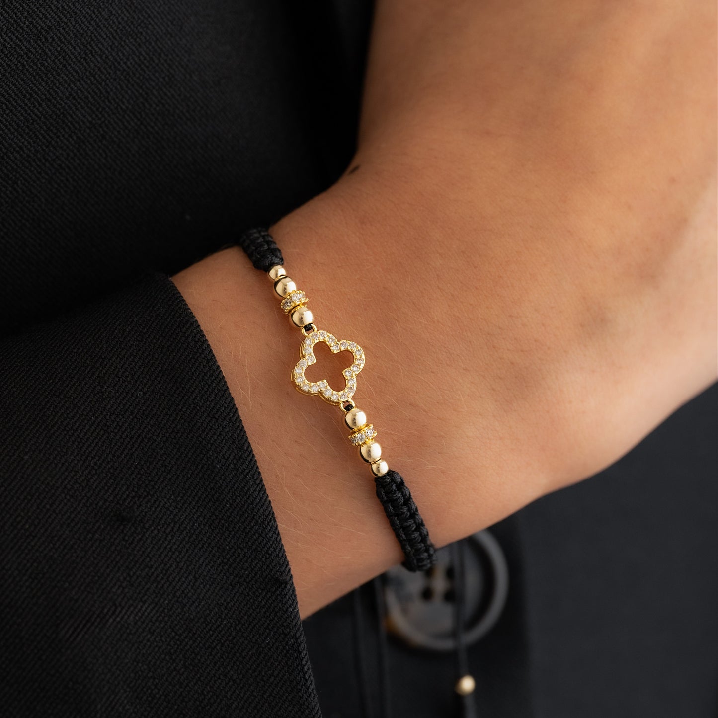 M096 - Manilla balines con rondeles y herraje Clover