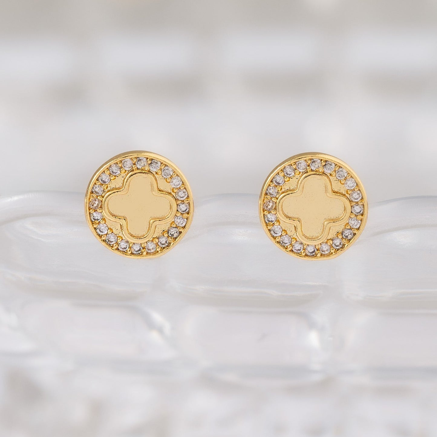 34257 - Topitos Clover Redondo Circonias 1 Cm