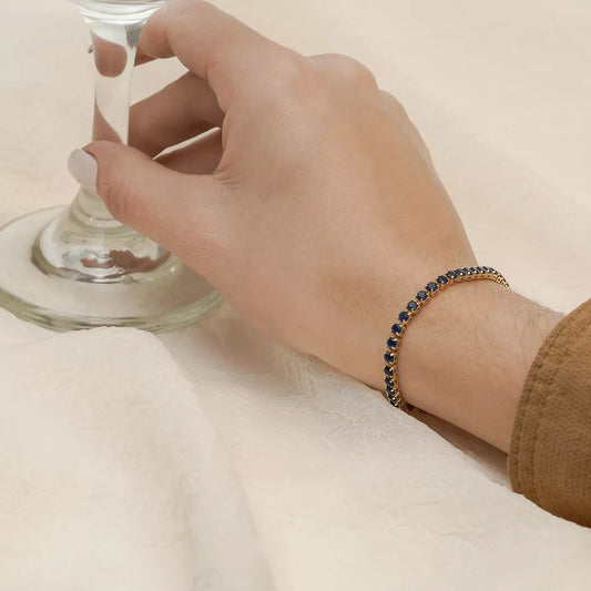54001A - Pulsera Circonias Azul Unisex