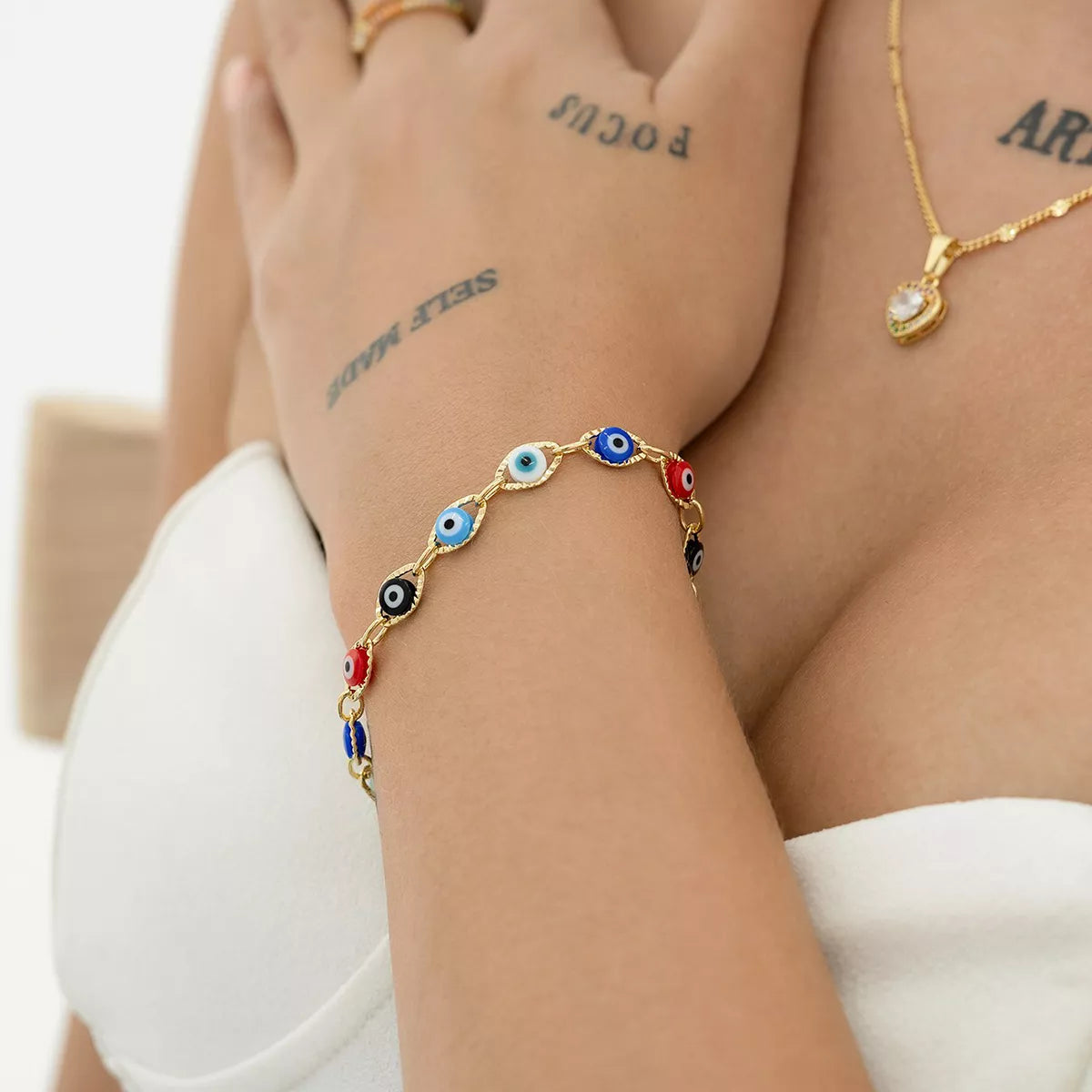 54061 - Pulsera Ojo Turco Multicolor 16 Cms + Extensor