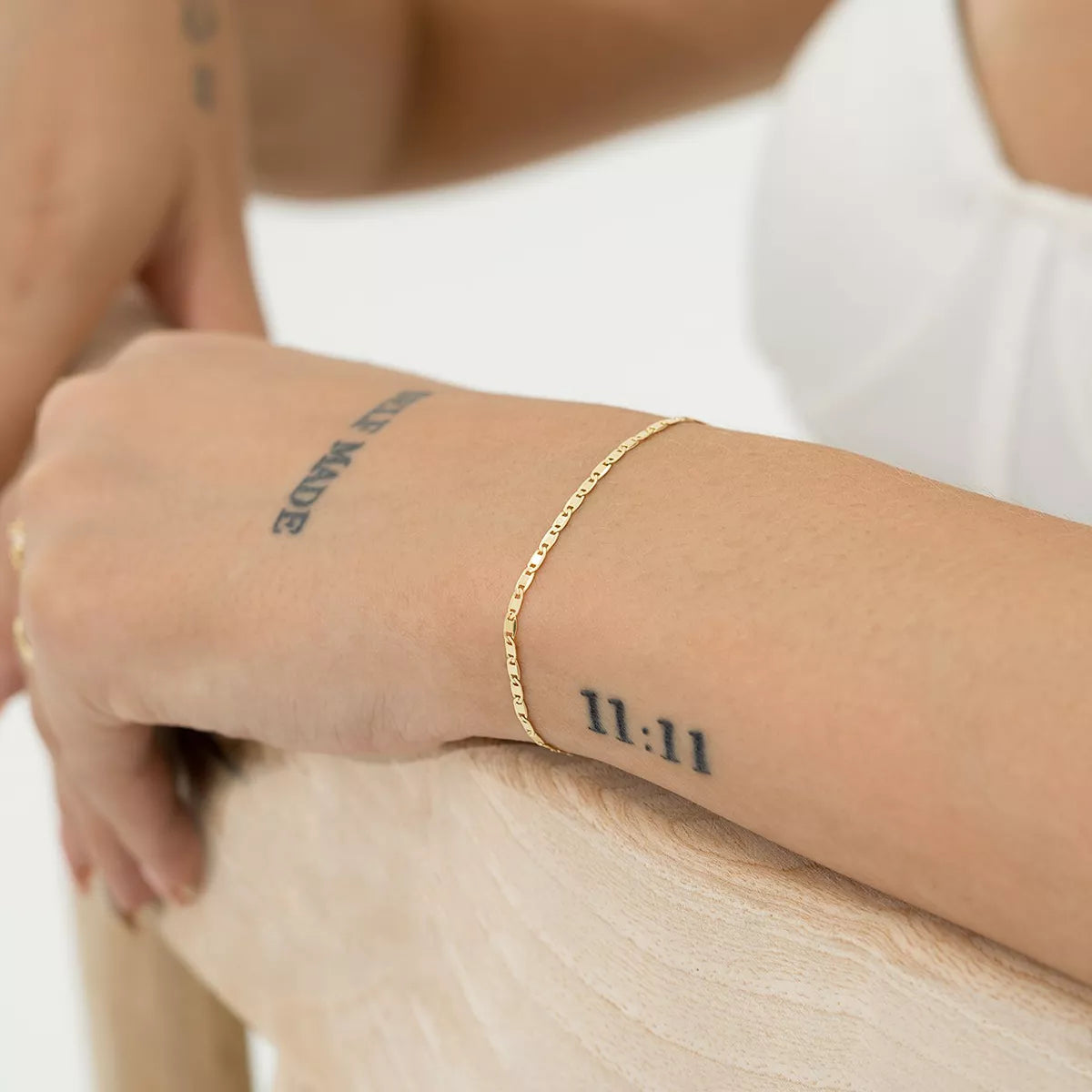 54291 - Pulsera Escalera Delg. Plana Lisa 16 Cms + Extensor