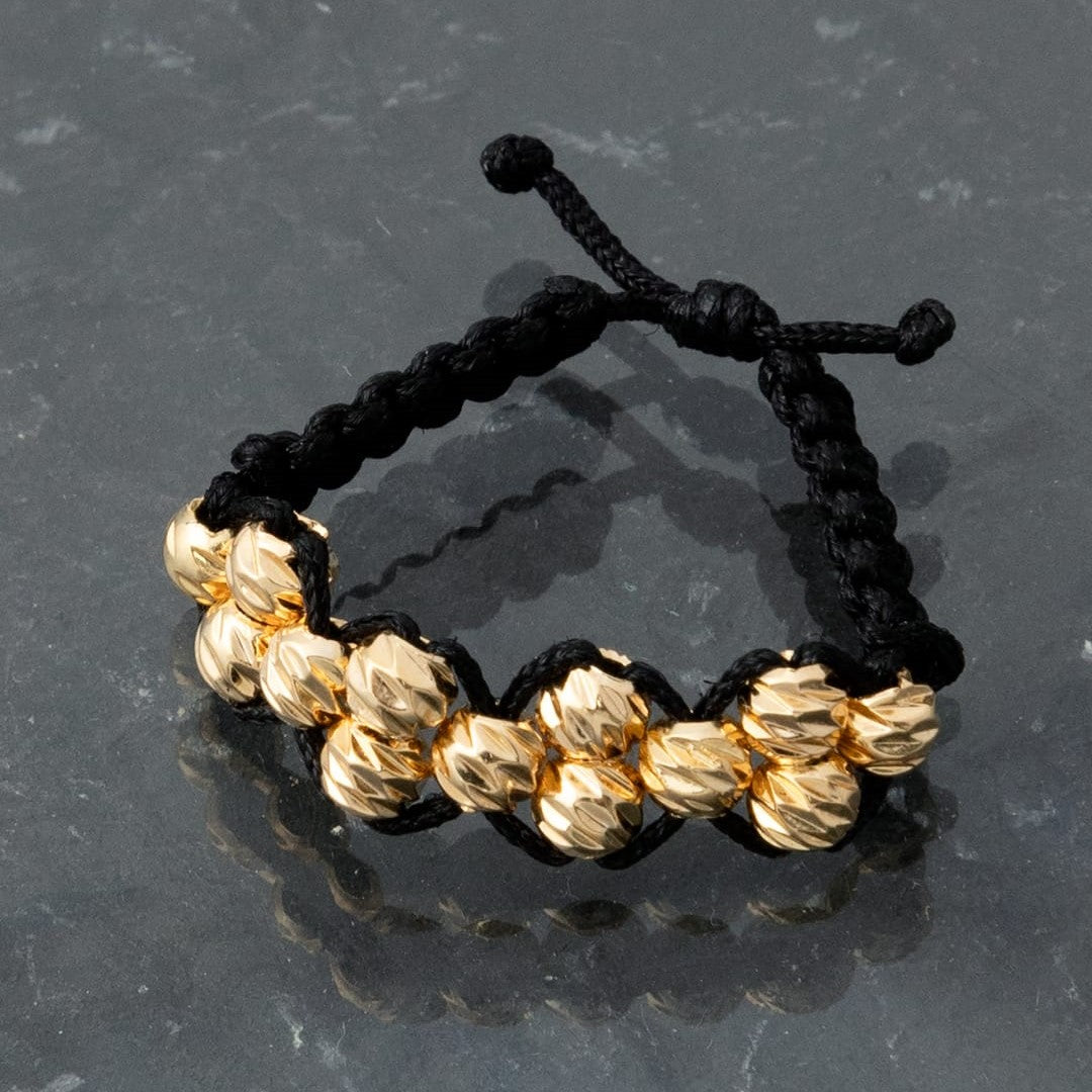 AT06 - Anillo Tejido balines diamantados intercalados