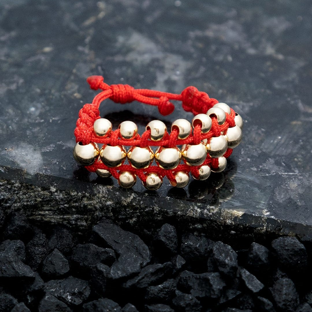 AT15 - Anillo Tejido 3 lineas intercalado Balines lisos