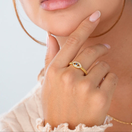 13059- Anillo Ojo Turco Azul Ajustable