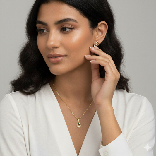 Set Cadena, Dije y topitos Cupcake Verde