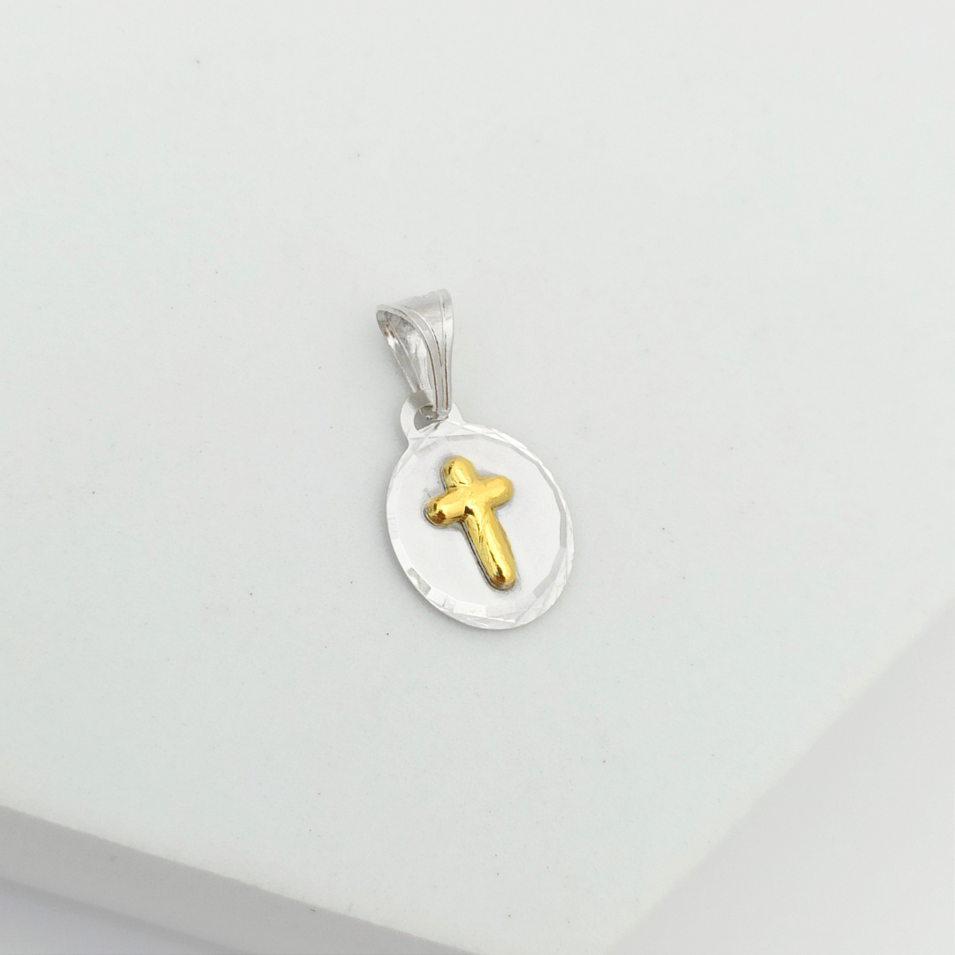 JPO23263 - Dije Medalla Diamantada con Cruz