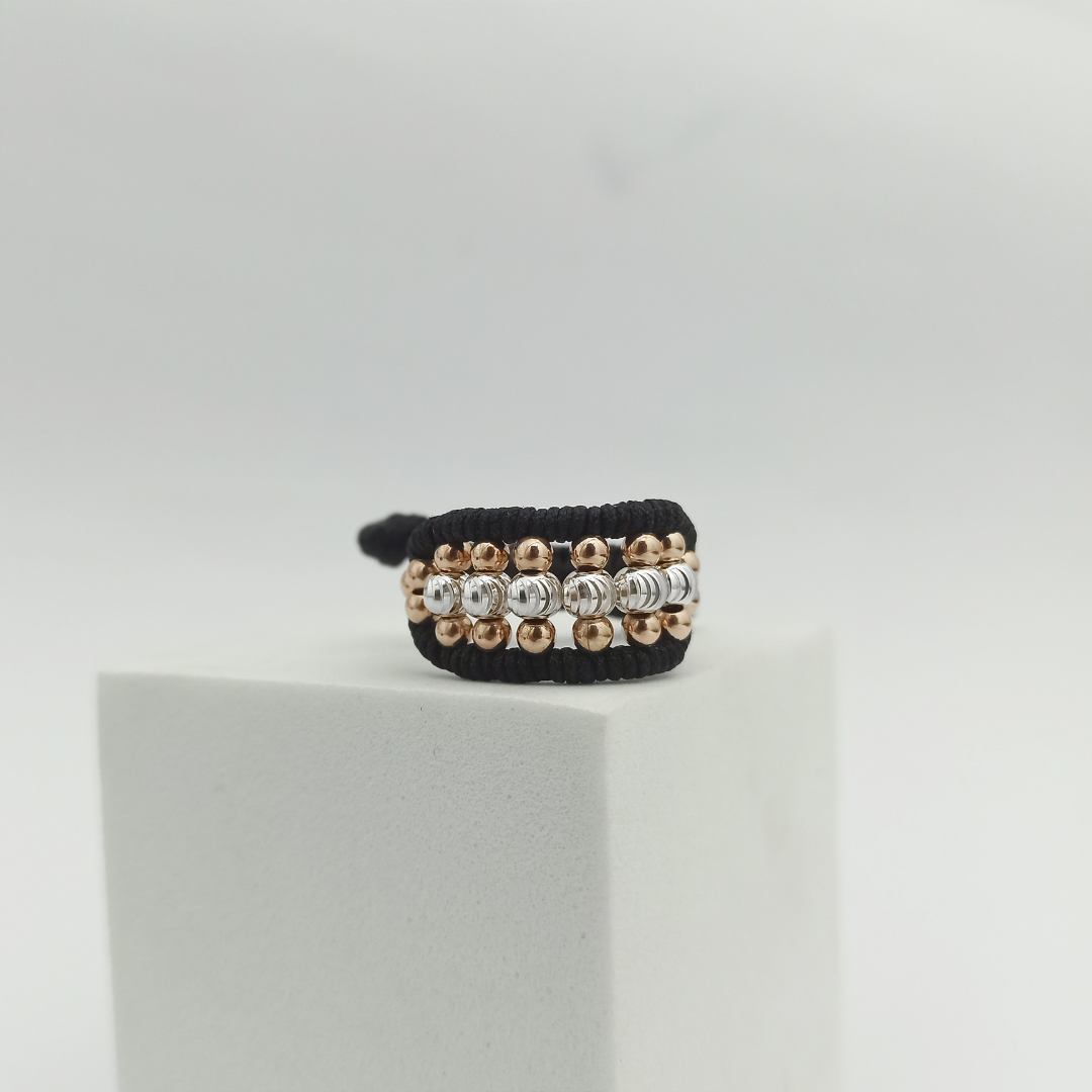 ATP02 - Anillo 3 lineas con balines lisos Diamantados