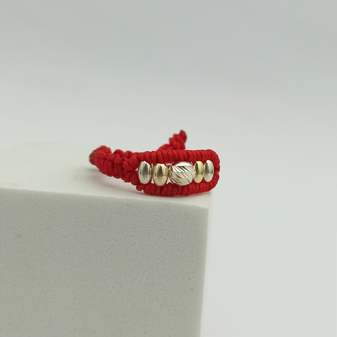 ATP05 - Anillo Tejido con Canutillos Lisos y Balin Diamantado