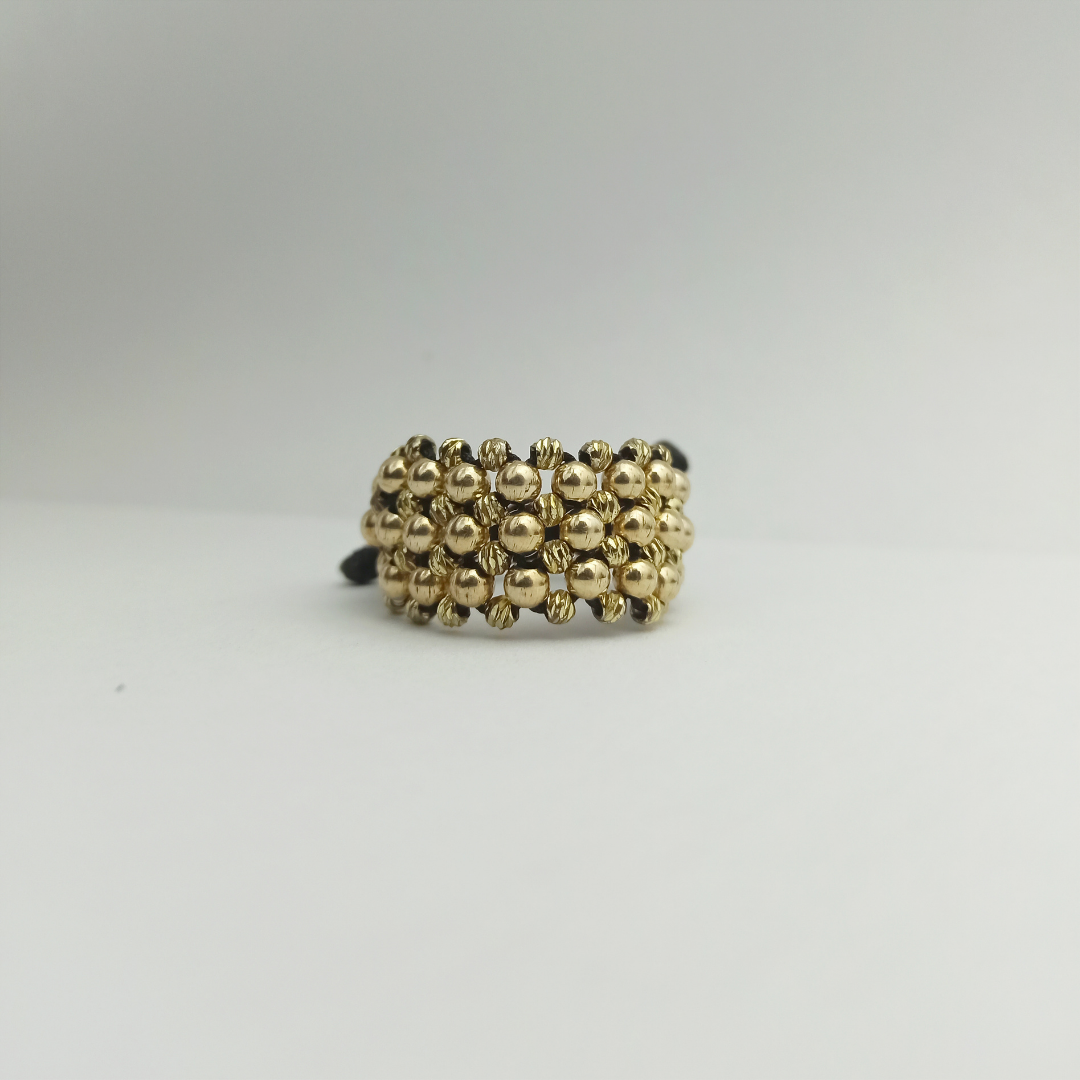 AT18 - Anillo Tejido 7 Lines con Balines Lisos y Diamantados