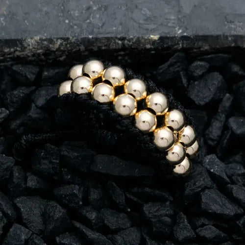 AT17 - Anillo Tejido Doble Borde con balines lisos