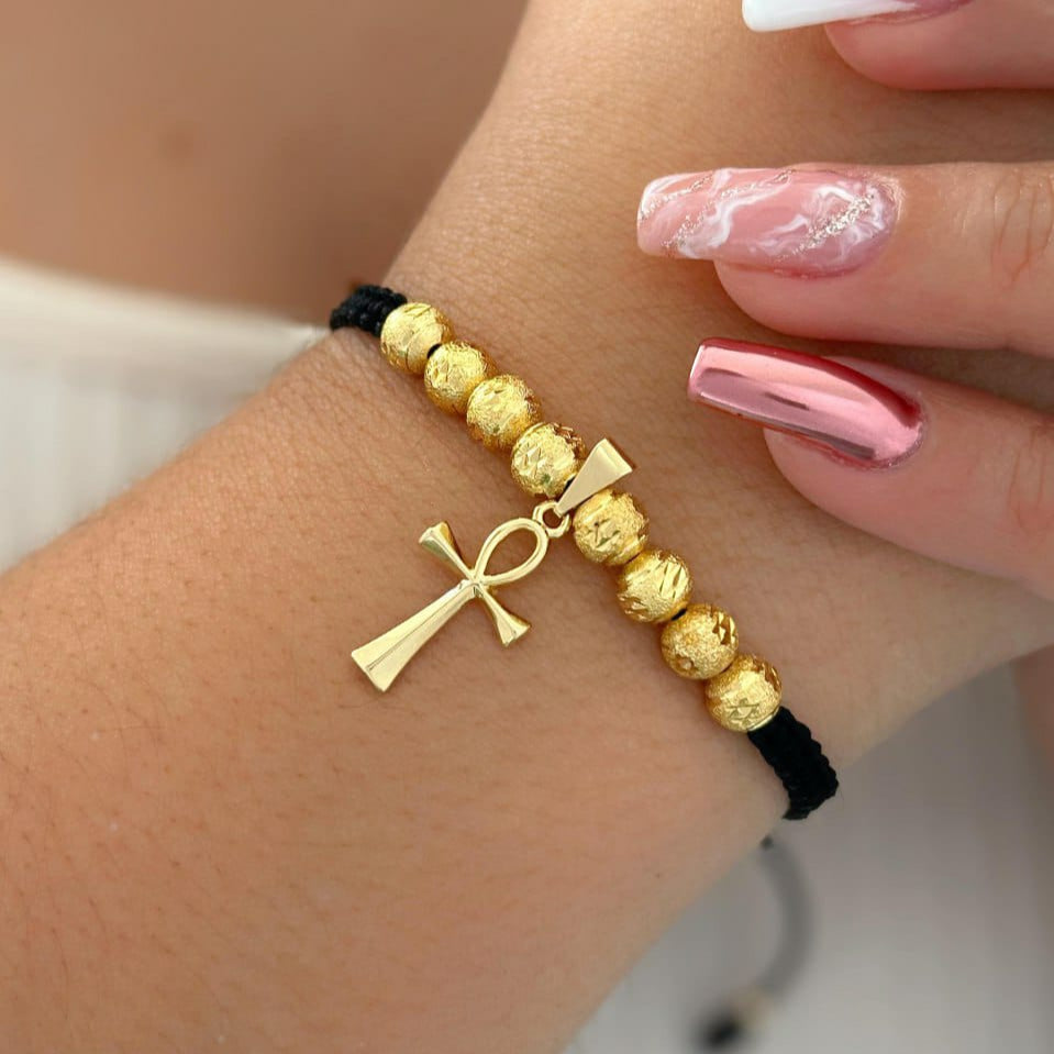 M081 - Manilla Balines y Dije Cruz Egipcia