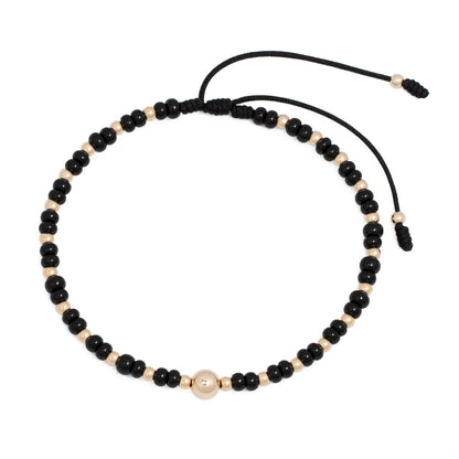 T01 - Tobillera Tejida con Balines y Mostacilla