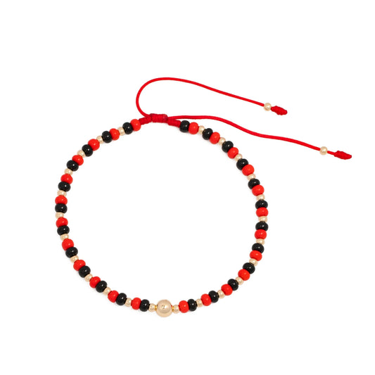 T01 - Tobillera Tejida con Balines y Mostacilla