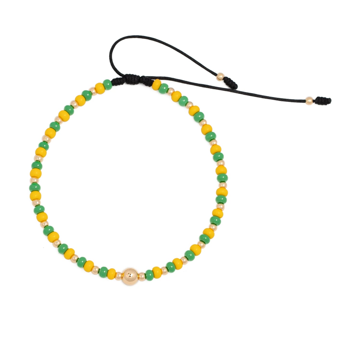 T01 - Tobillera Tejida con Balines y Mostacilla