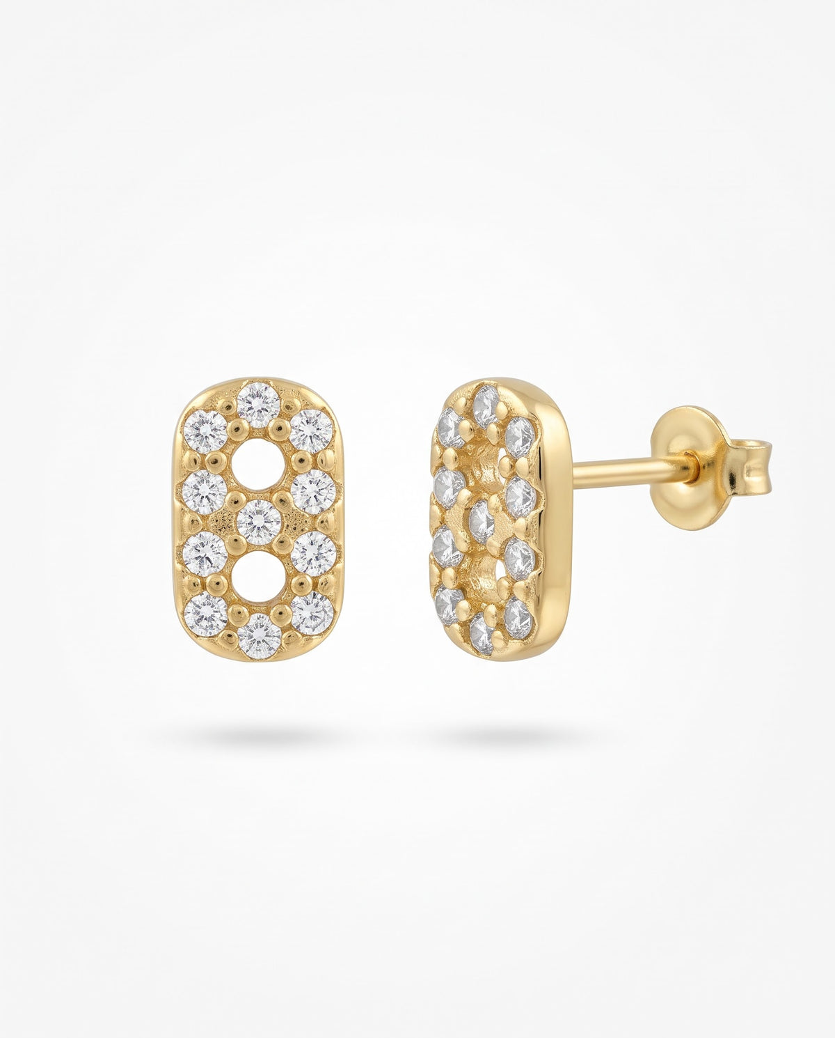 Topos Eslabón Tipo Gucci con Microcirconias (6 mm) — Oro Laminado 18K
