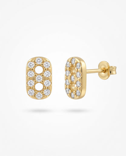 Topos Eslabón Tipo Gucci con Microcirconias (6 mm) — Oro Laminado 18K