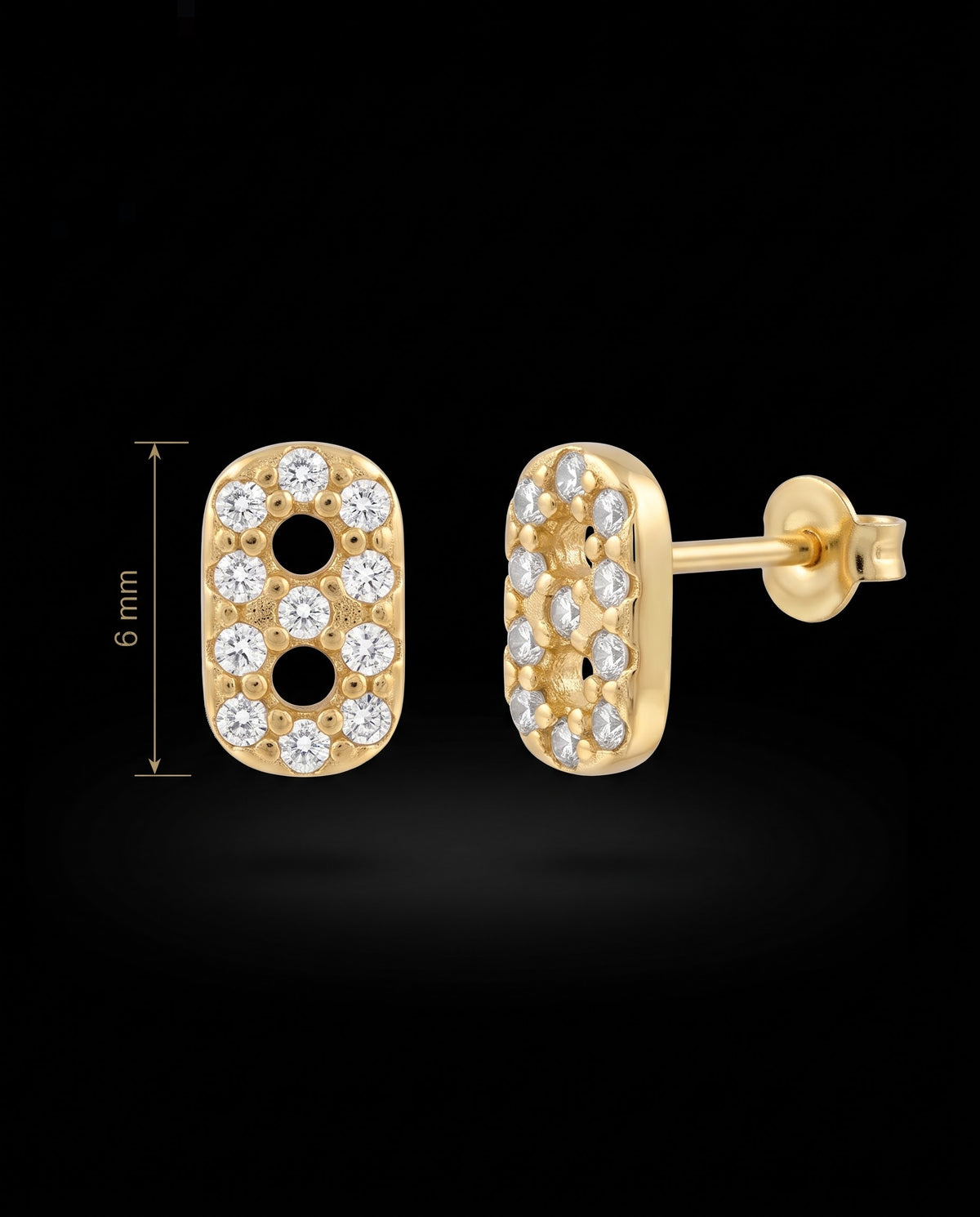 Topos Eslabón Tipo Gucci con Microcirconias (6 mm) — Oro Laminado 18K