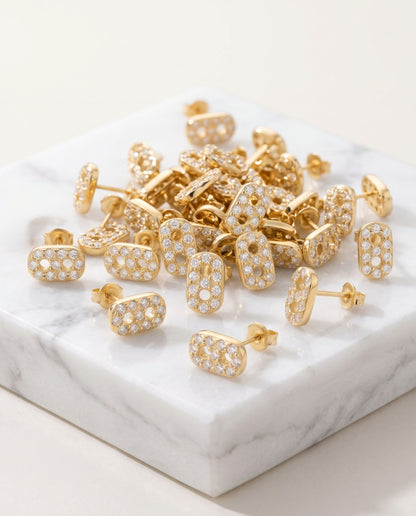 Topos Eslabón Tipo Gucci con Microcirconias (6 mm) — Oro Laminado 18K