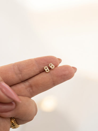 Topos Eslabón Tipo Gucci con Microcirconias (6 mm) — Oro Laminado 18K