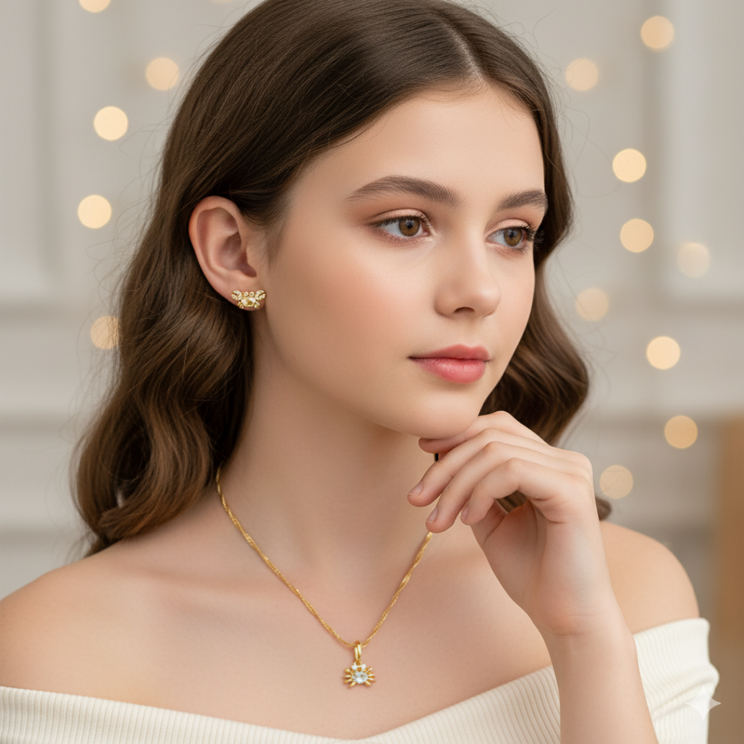 Set Cadena, dije y topitos Cangrejo con Circones