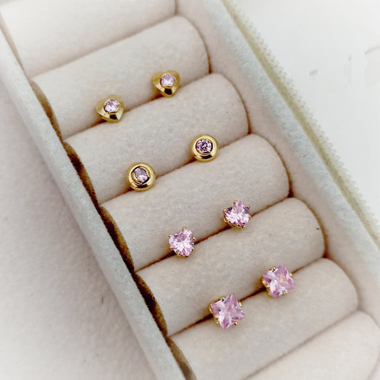 Set Topitos Circon Rosa