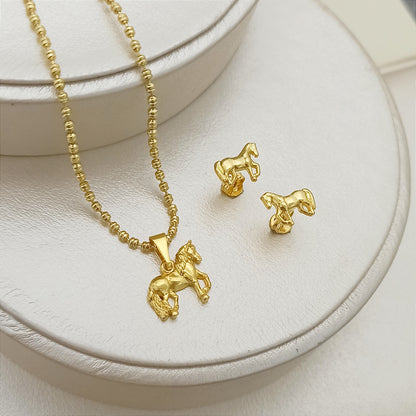 Set Silueta Caballo Cadena, Dije y Topitos