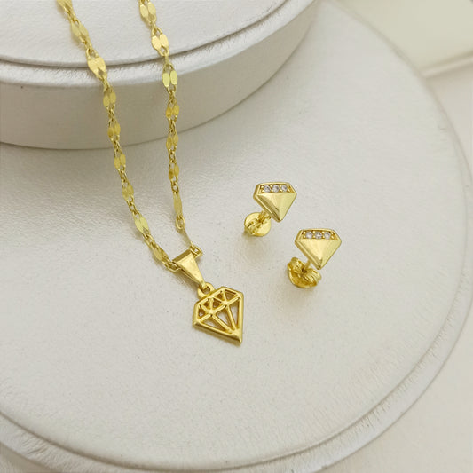 Set cadena, dije y aretes Diamantes