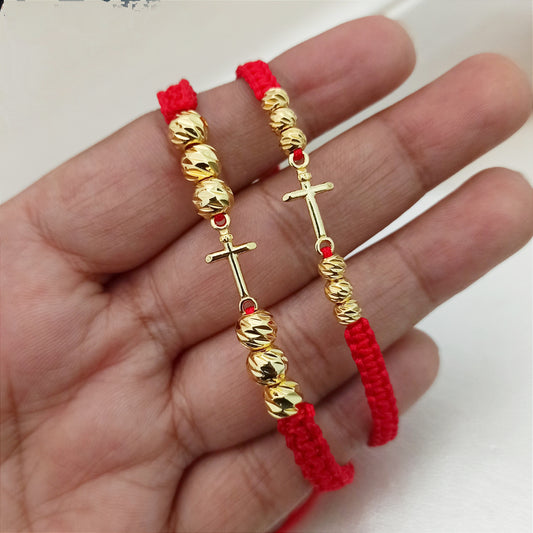 MP120 - Par manillas balines Americanos con Herraje de Cruz Inri