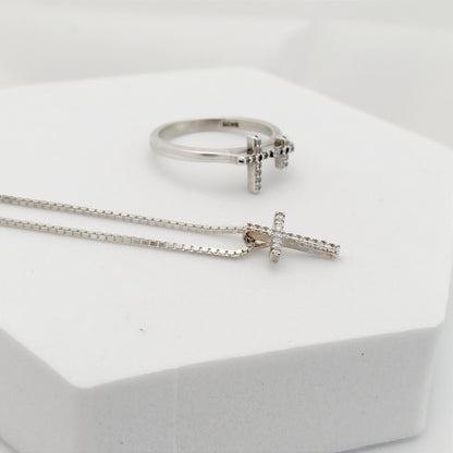 Conjunto cadena, dije y anillo Fe Brillante