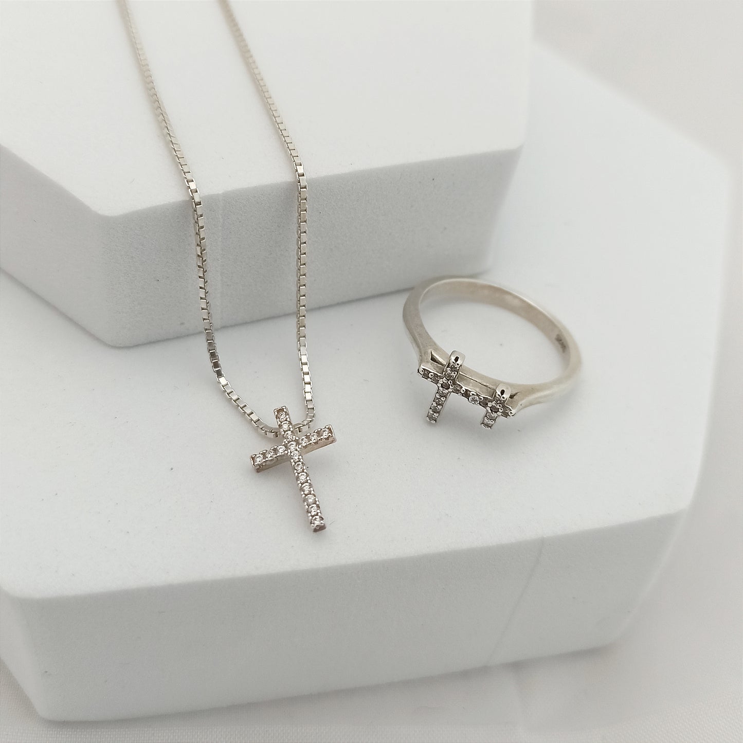 Conjunto cadena, dije y anillo Fe Brillante