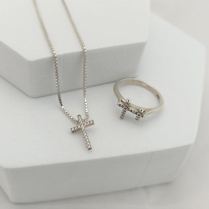 Conjunto cadena, dije y anillo Fe Brillante