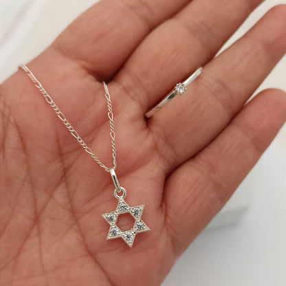 Conjunto cadena, dije Estrella de David y Anillo Midi