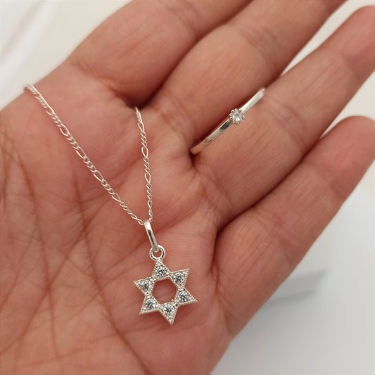 Conjunto cadena, dije Estrella de David y Anillo Midi