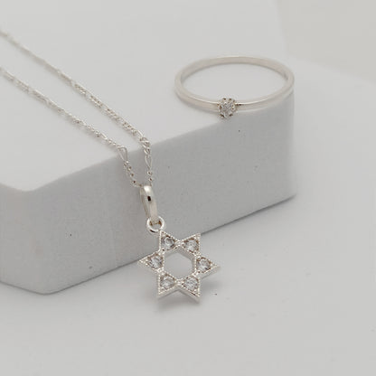 Conjunto cadena, dije Estrella de David y Anillo Midi