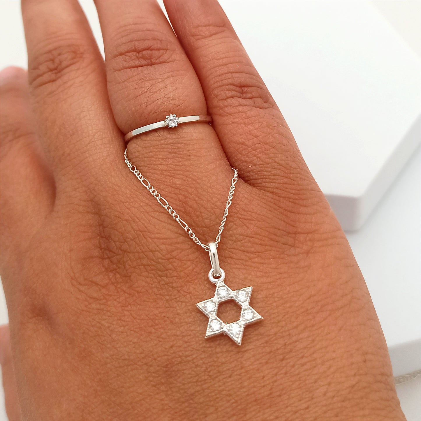 Conjunto cadena, dije Estrella de David y Anillo Midi