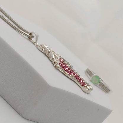 Conjunto Cadena, dije Guadalupe con Anillo Esmeralda
